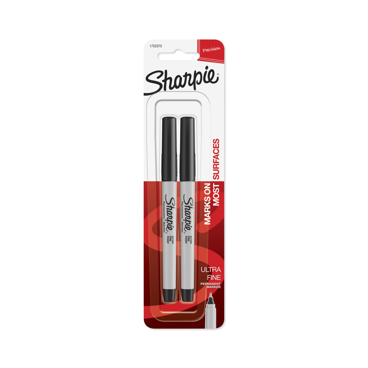 Sharpie Ultra Fine Permanent Marker, Black, 2 Ct