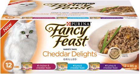 Fancy Feast Cheddar Delights Grilled Variety Pack, Wet Cat Food 12 X 85g