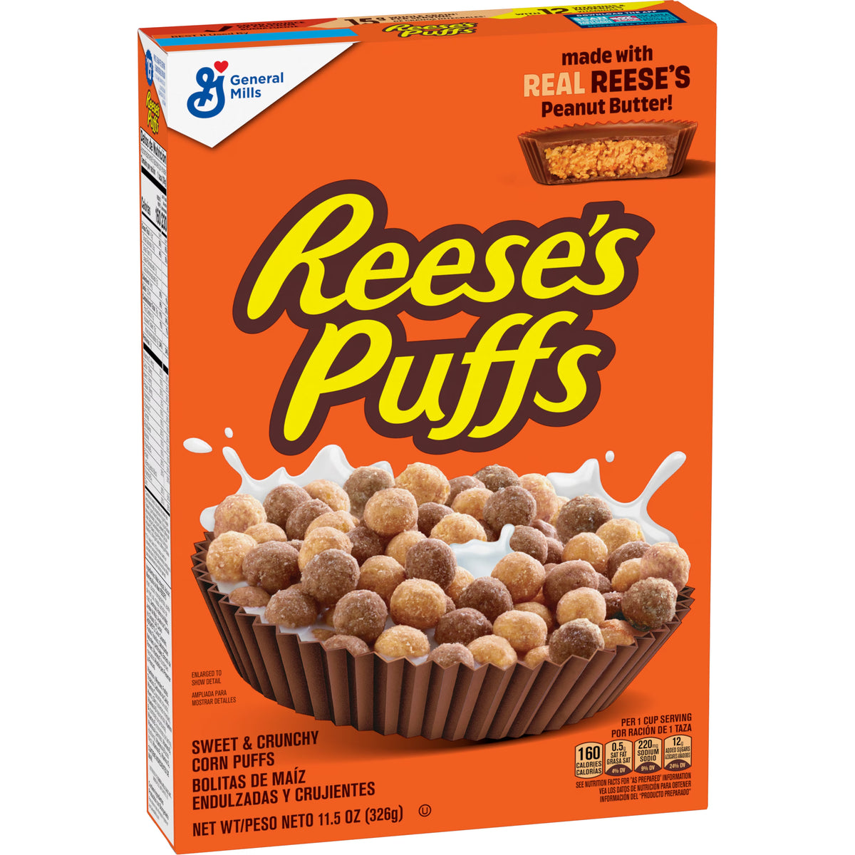 REESE'S PUFFS Breakfast Cereal, Chocolatey Peanut Butter Cereal, 11.5 oz