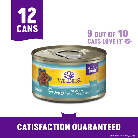 Wellness Adult Canned Wet Cat Food  Chicken and Tuna Dinner Recipe 3 Oz Pack of 12 Cans