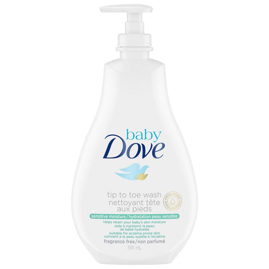 (Loose Cap)Baby Dove Tip to Toe Baby Wash Sensitive Moisture hypoallergenic and fragrance free 591 ml