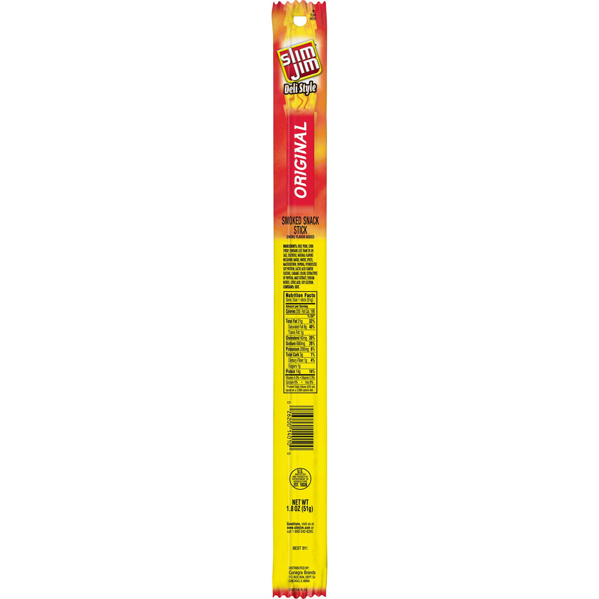 Slim Jim Original Deli Style Smoked Snack Stick - 1.8 Oz