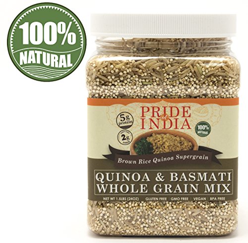 Pride of India - Quinoa & Basmati Whole Grain Mix - Brown Rice Quinoa Supergrain, 1.5 Pound Jar