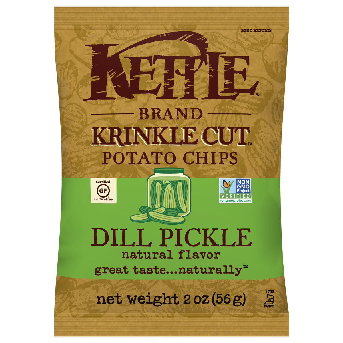 Kettle Foods, Krinkle Cut Potato Chips Dill Pickle, 2 Oz