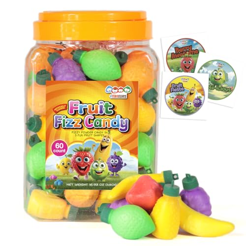60 Fruit Shaped Fizzy Candy Powder,