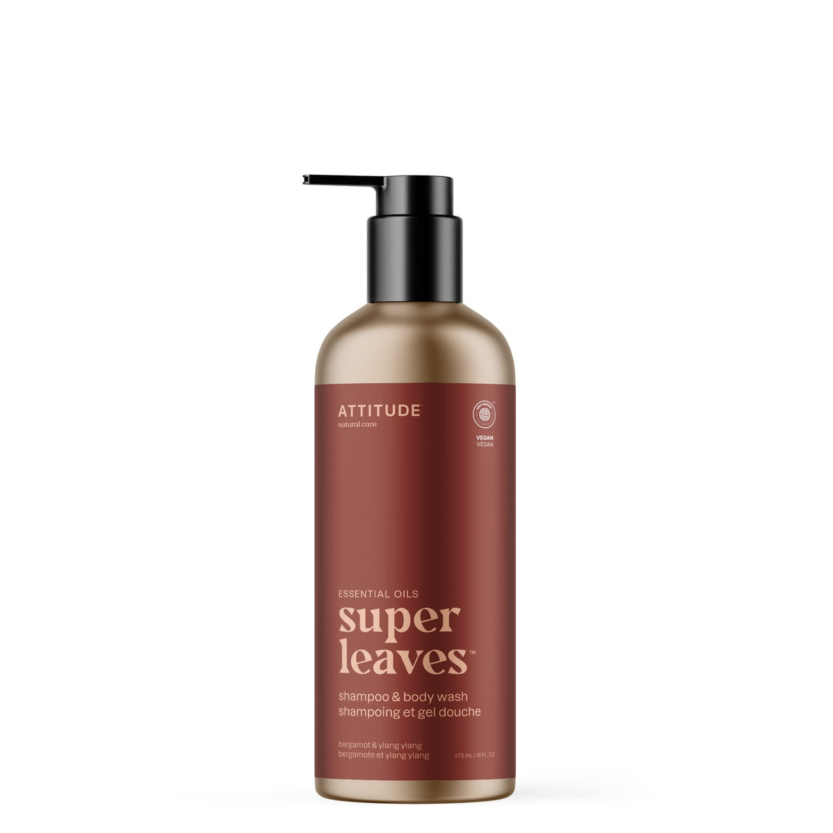 ATTITUDE 2-in-1 Body Wash and Hair Shampoo  Bergamot and Ylang Ylang, 473 mL