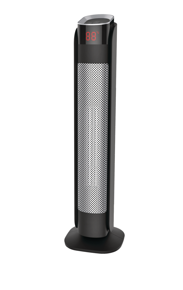 NOMA Oscillating Tower Ceramic Heater W/Remote Control & Thermostat, 1500W, Black, 24-in
