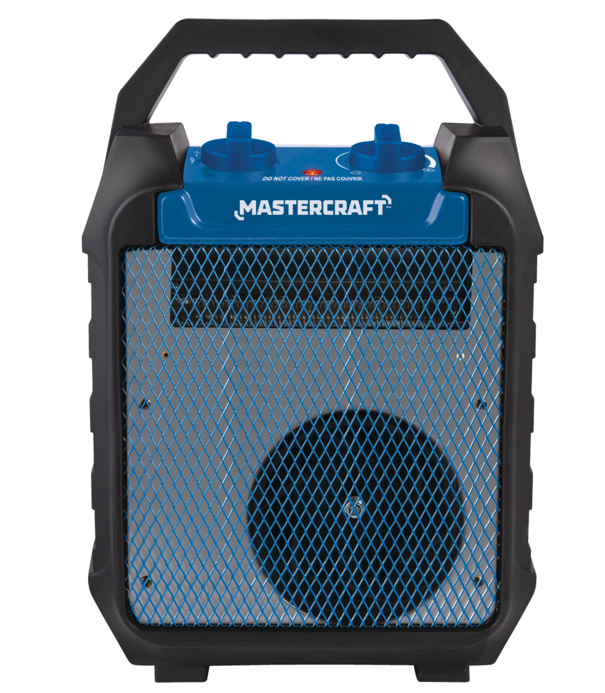 Mastercraft Portable Utility Fan Heater W/Thermostat, 1500W, Black