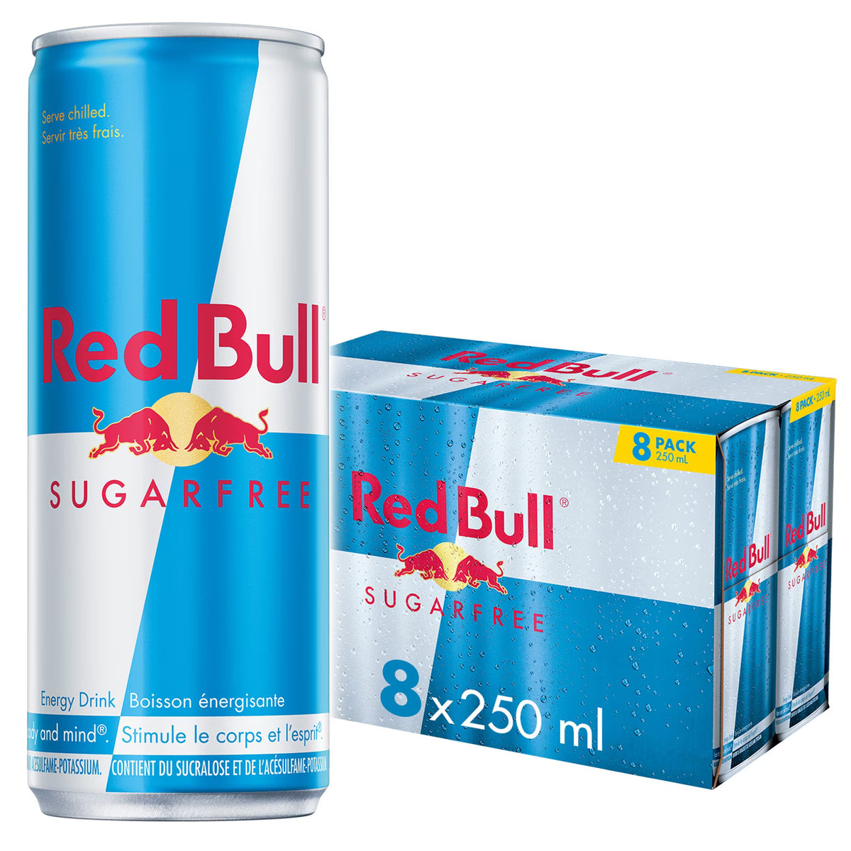 Red Bull Energy Drink, Sugar Free, 250ml (8 pack)