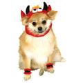 Monster Red Devil Headpiece with Cuffs Dog Cat Pet Halloween Costume Hat-S