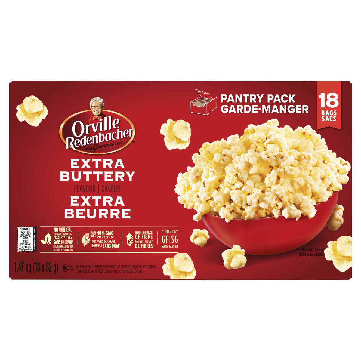 Orville Redenbacher Microwave Popcorn, Extra Buttery, Red, 81.94 g