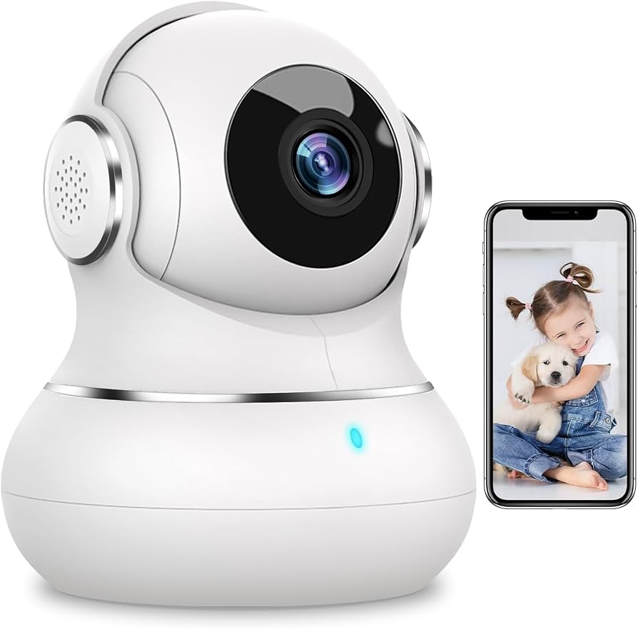 Little elf Camera Surveillance Interieur, Litokam 2K Pet Camera with 360° Motion Tracking, IR Night Vision, Indoor Baby Monitor, Home Security Camara Work with Alexa, 2 Pack-2.4GHz