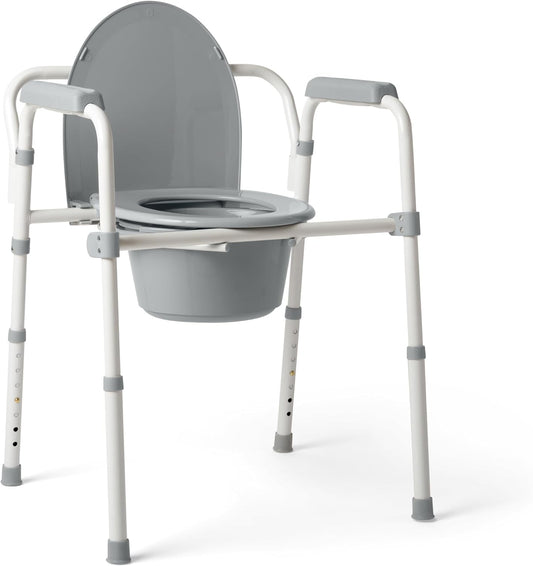 3-in-1 Folding Bedside Commode - Portable Toilet for Adults - Portable Toilet for Camping, Supports Up to 300lbs