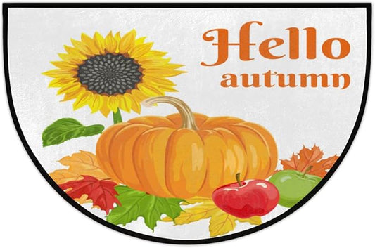 1 Half-Circle Autumn Leaf and Pumpkin Doormat