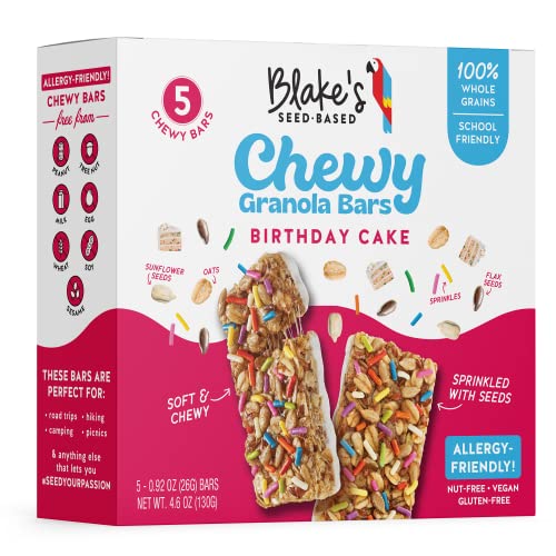 Blake's Seed Based Chewy Granola Bars, Birthday Cake 5 Bars