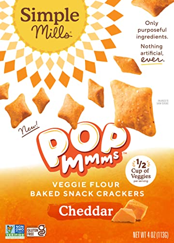 Simple Mills Gluten-Free Pop Mmms Veggie Flour Baked Crackers Cheddar, 113g