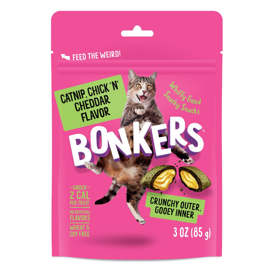 BONKERS Bites Catnip Crunchy & Soft Treats for Cats 3oz Bag