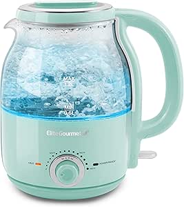 Elite Gourmet 1.2L Adjustable Temperature Glass Electric Kettle