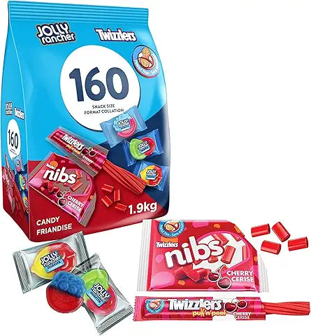 TWIZZLERS & JOLLY RANCHER Candy & Gummies Variety Pack - 160 Count, 1.9 kg