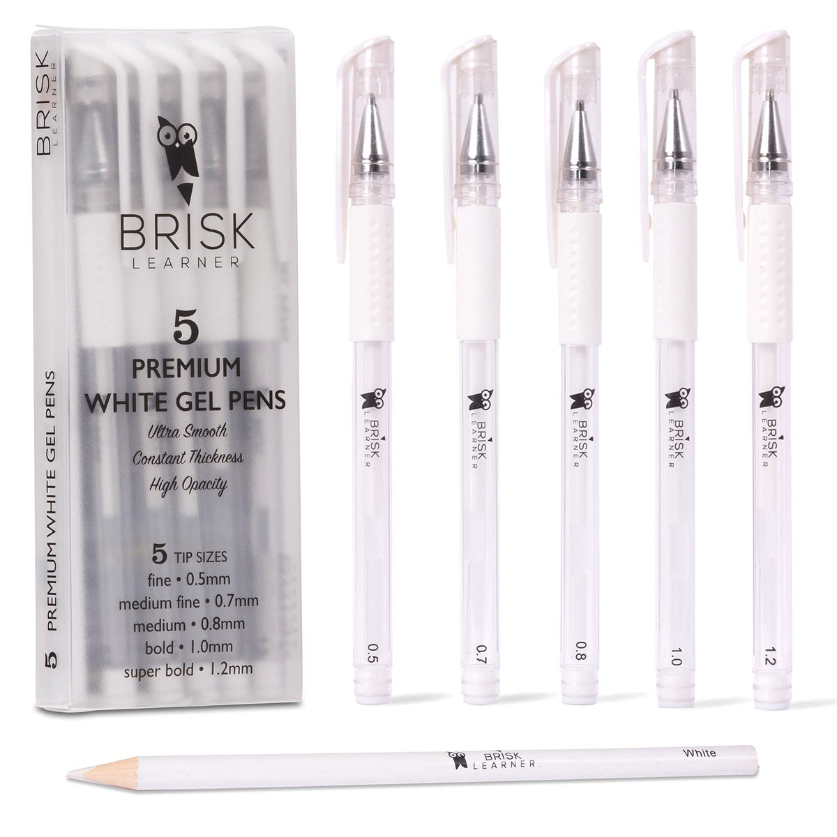 5 White Gel Pen