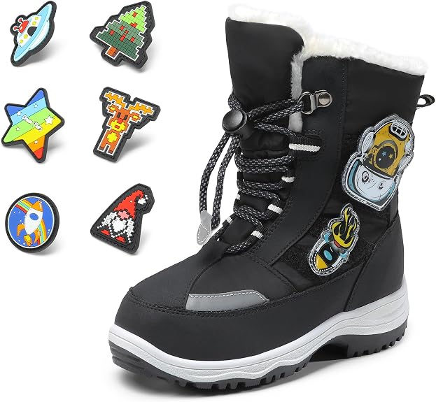 Kids Interchangeable Non-Slip Snow Boots - Black