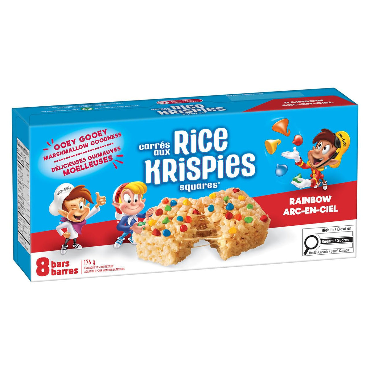 Kellogg's Rainbow Bars, Rice Krispies Squares 8 bars, 176 g
