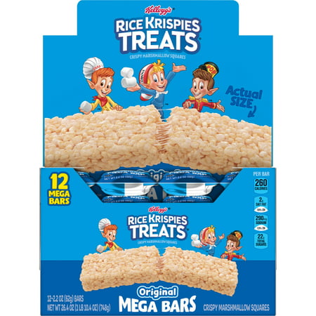 Rice Krispies Treats Original Chewy Large Marshmallow Snack Bars Kids Snacks 26.4 Oz 12 Count