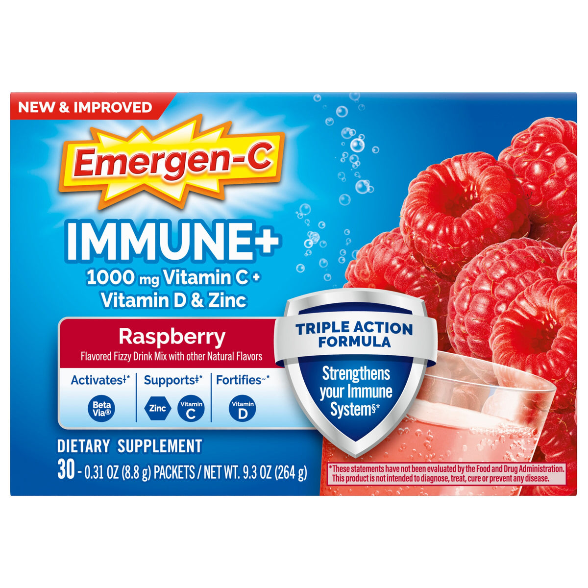 Emergen-C Immune+ Triple Action Immune Support Powder, 30 CT