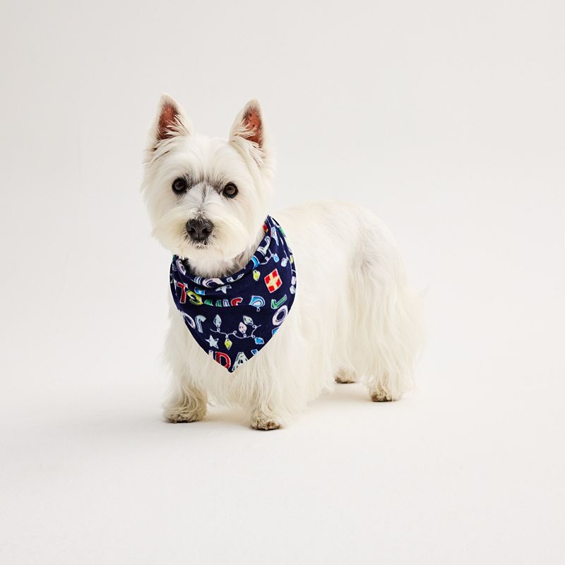 Pet Jammies for Your Families Get Your Jingle on Pet Bandana, Size: Large-XL, Dark Blue
