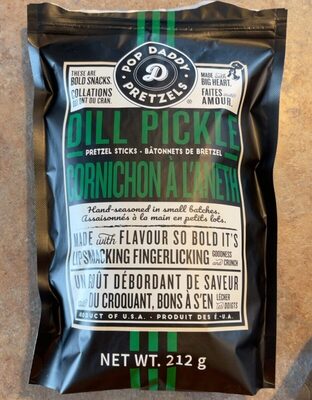 Pop Daddy Flavored Pretzels Sticks, Healthy Gourmet Pretzels Snacks, Dill Pickle, 212g