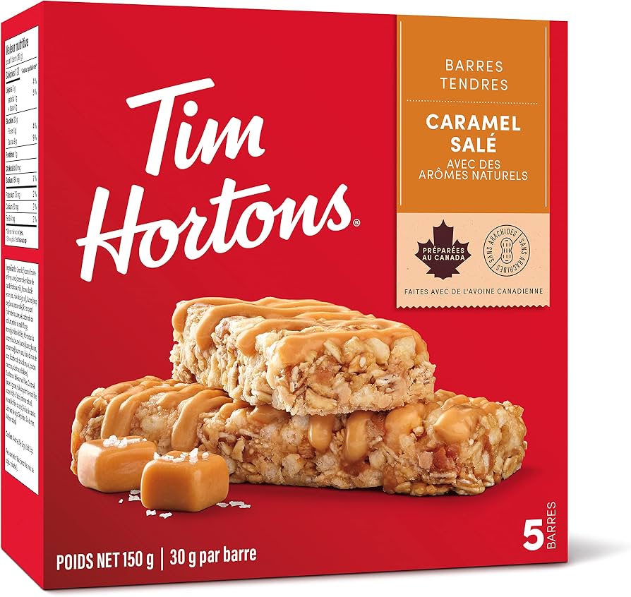 Tim Hortons Salted Caramel Granola Bars, Peanut Free, 5 Count