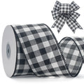 Gingham Ribbon (White and Black Plaid Checkered)