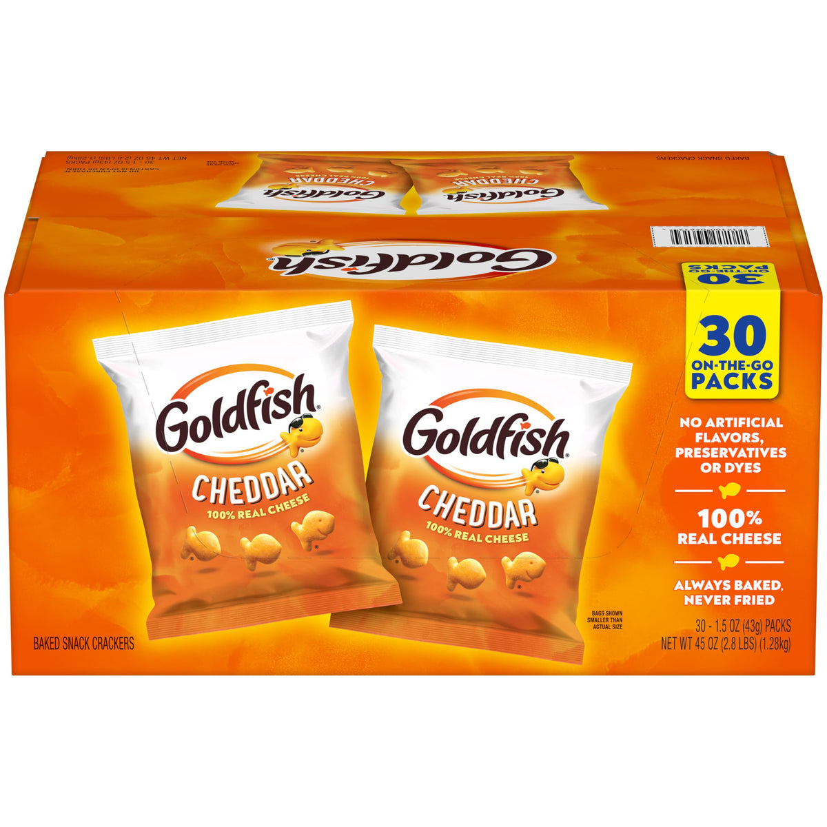 Pepperidge Farms Goldfish Baked Snack Cracker Packs, 1.5 Oz, Box of 30