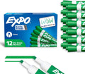 EXPO Low-Odor Dry-Erase Marker, Chisel Point, Green, Pack of 12