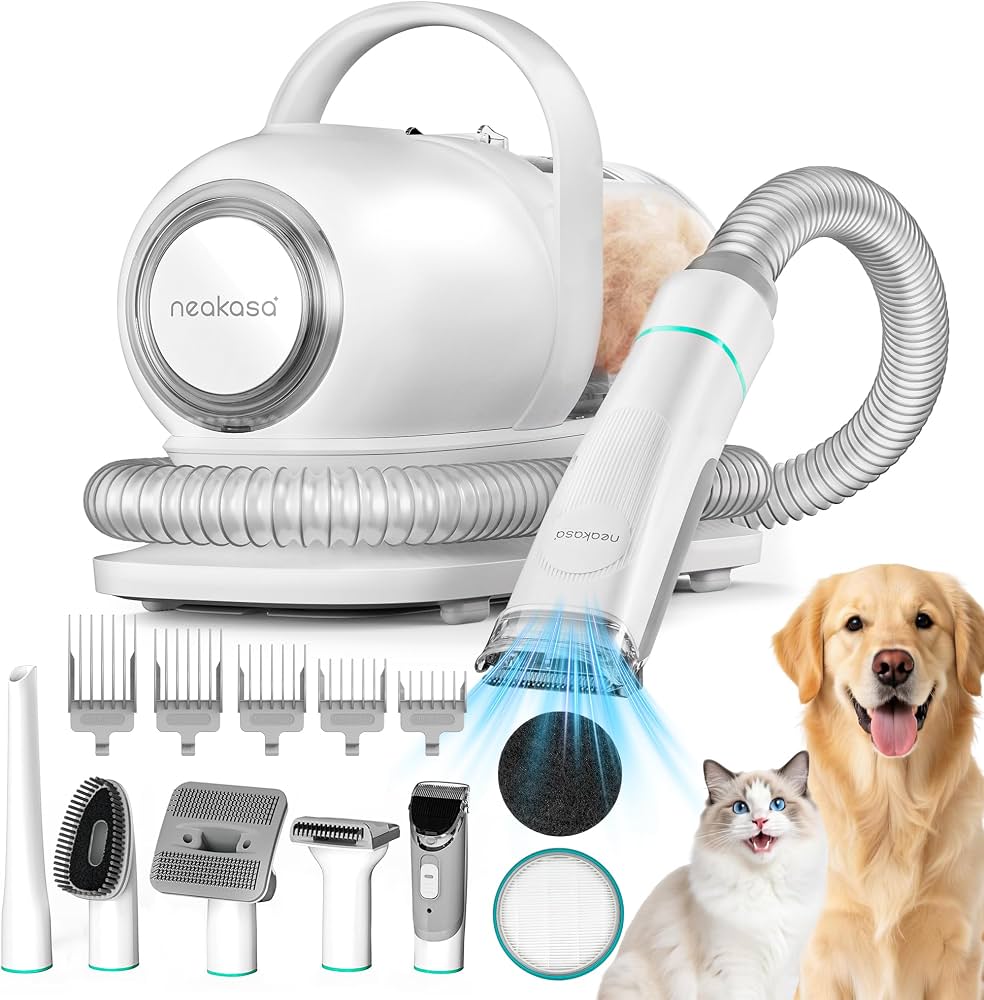 Neakasa P1 Pro Pet Grooming Kit & Vacuum Suction 99% Pet Hair, Professional Grooming Clippers with 5 Proven Grooming Tools for Dogs Cats and Other Animals