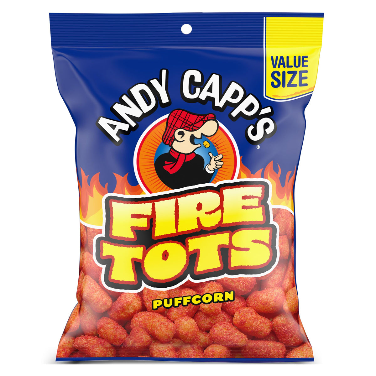 Andy Capp's Fire Tots, Value Size Puffcorn Snack, 3.75 Oz