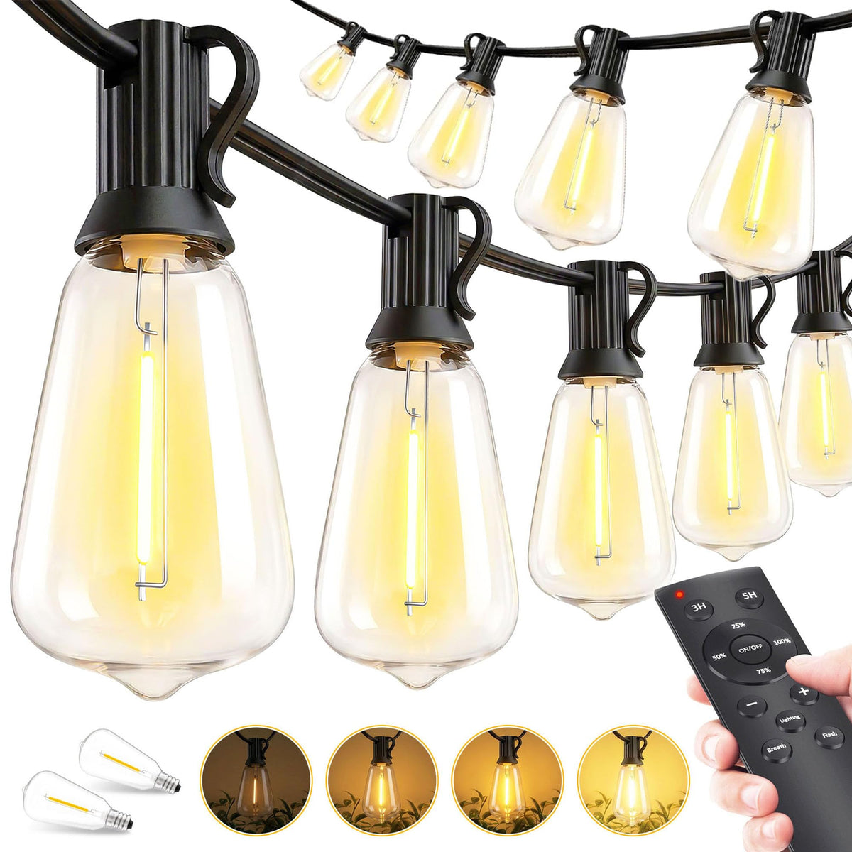 100ft Outdoor string Lights 37bulbs + 2 spare bulbs