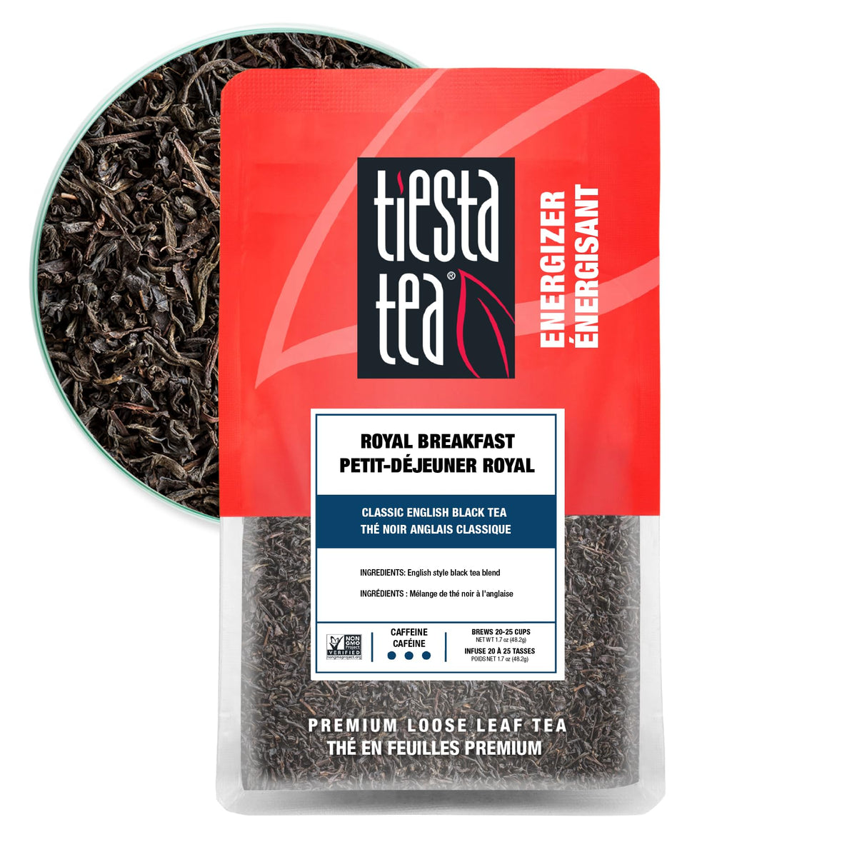 Tiesta Tea - Royal Breakfast Energizer Loose Leaf Black Tea High Caffeine GMO-Free Make Hot or Iced & up to 200 Cups - 16 Oz