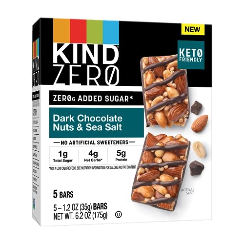 KIND ZEROg Added Sugar Bars Dark Chocolate Nuts & Sea Salt 5 Bars