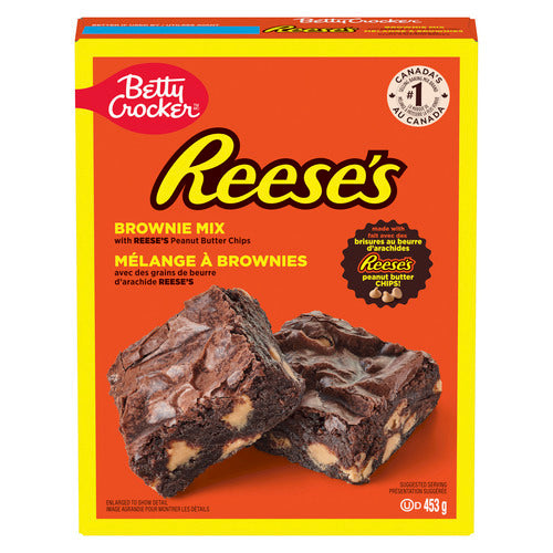 Betty Crocker Reese's Peanut Butter Chocolate Fudge Candy Brownie Mix, Made with Reese's Peanut Butter Chips, 453 Grams