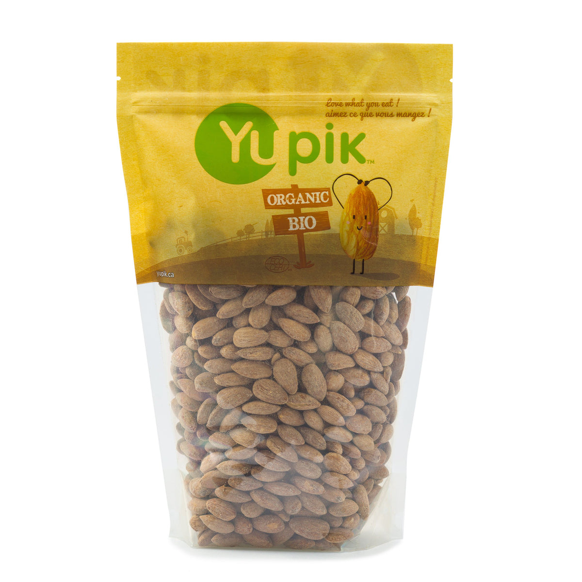 Yupik Organic Dry Roasted Almonds with Sea Salt, 1 kg, Gluten-Free, Kosher, Non-GMO, Vegan, Salted Almonds, Seasoned Nuts, Lightly Roasted, Oil-Free, Source of Fiber, Crunchy, Savory Snacks