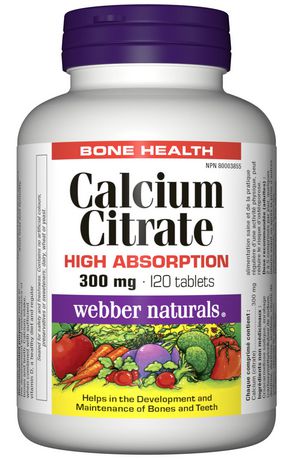 Webber Naturals Calcium Citrate, High Absorption, 300 Mg