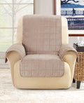 Surefit Sure Fit Deep Pile Velvet Recliner Furniture Cover Cement 1