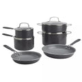 Mingle & Co. 10-Piece Silicone Ceramic Cookware Set, Grey
