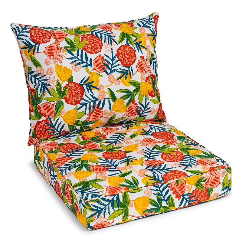 Sonoma Goods for Life Indoor / Outdoor Deep Seat Cushion 2-piece Set, White Floral