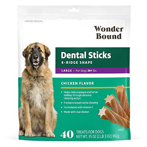 Wonder Bound Chicken Flavor Dental Sticks, Large, 40 Count