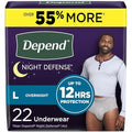 Depend Night Defense Incontinence Underwear - Men's - Large
