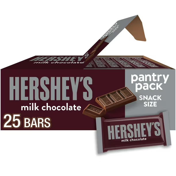 Hershey S Milk Chocolate Snack Size Candy Bars 11.25 Oz 25 Pieces