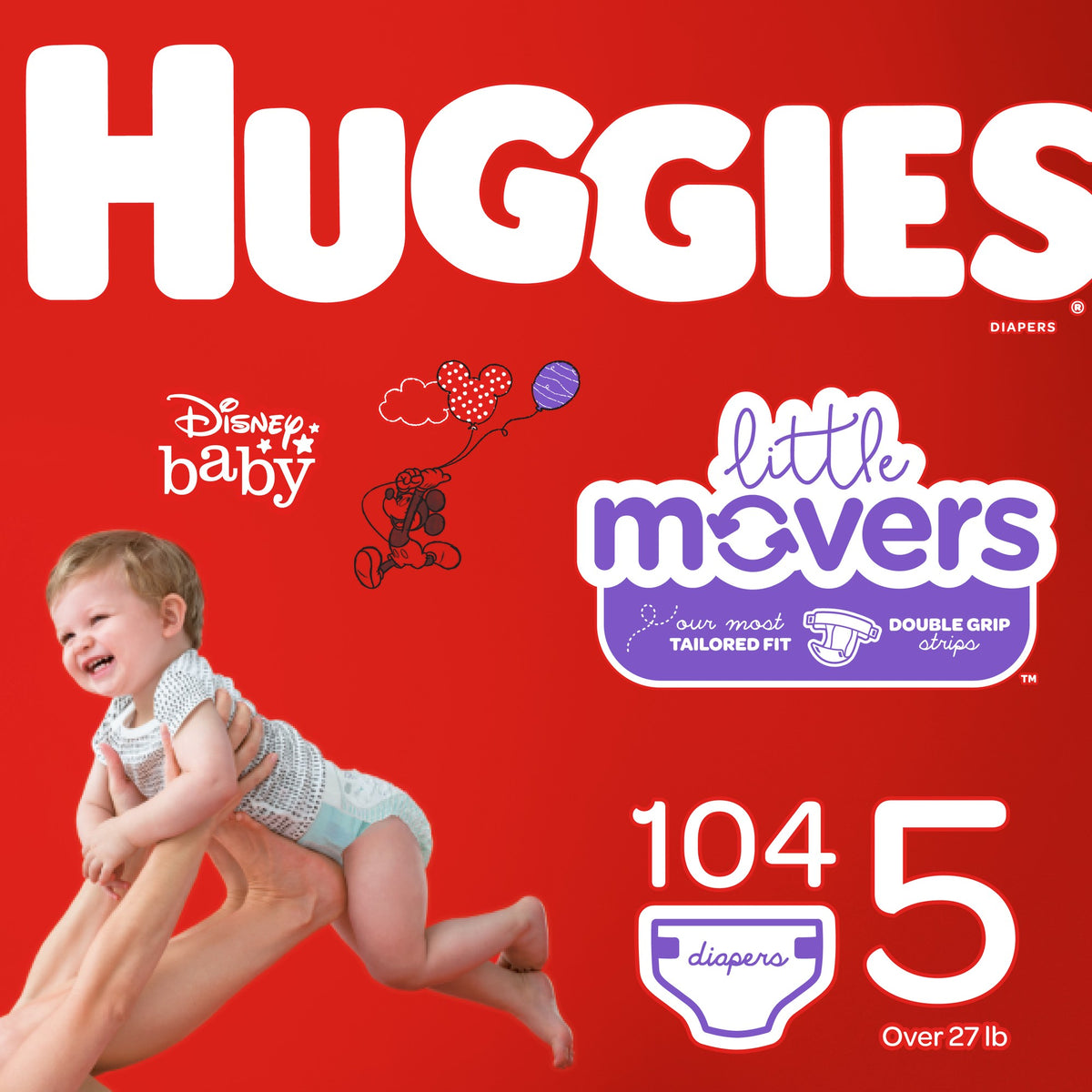 Huggies Little Movers Baby Diapers, Size 5 (104 ct)