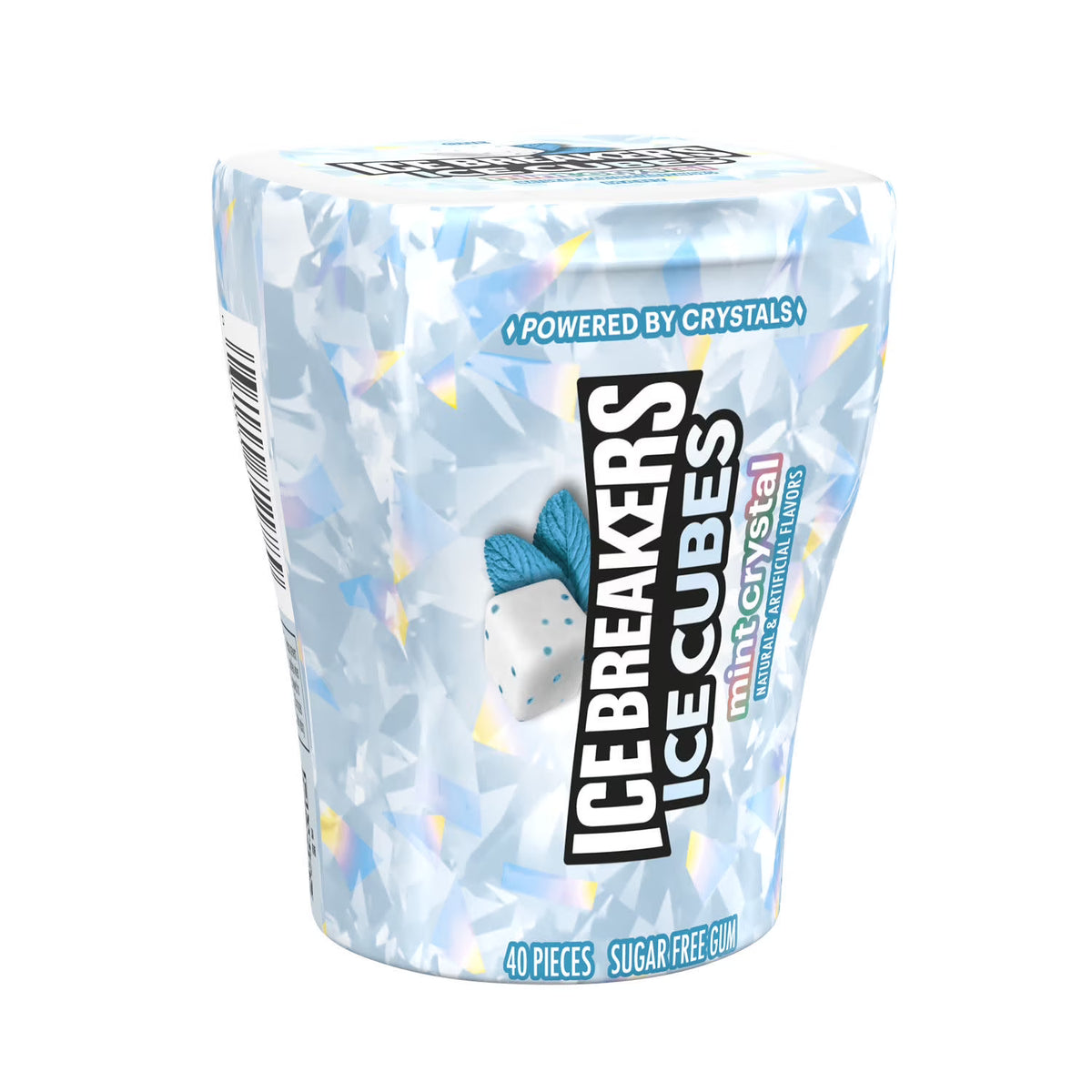 Ice Breakers Ice Cubes Mint Crystal Flavored Sugar Free Chewing Gum Bottle, 40 Pcs, 3.24 Oz